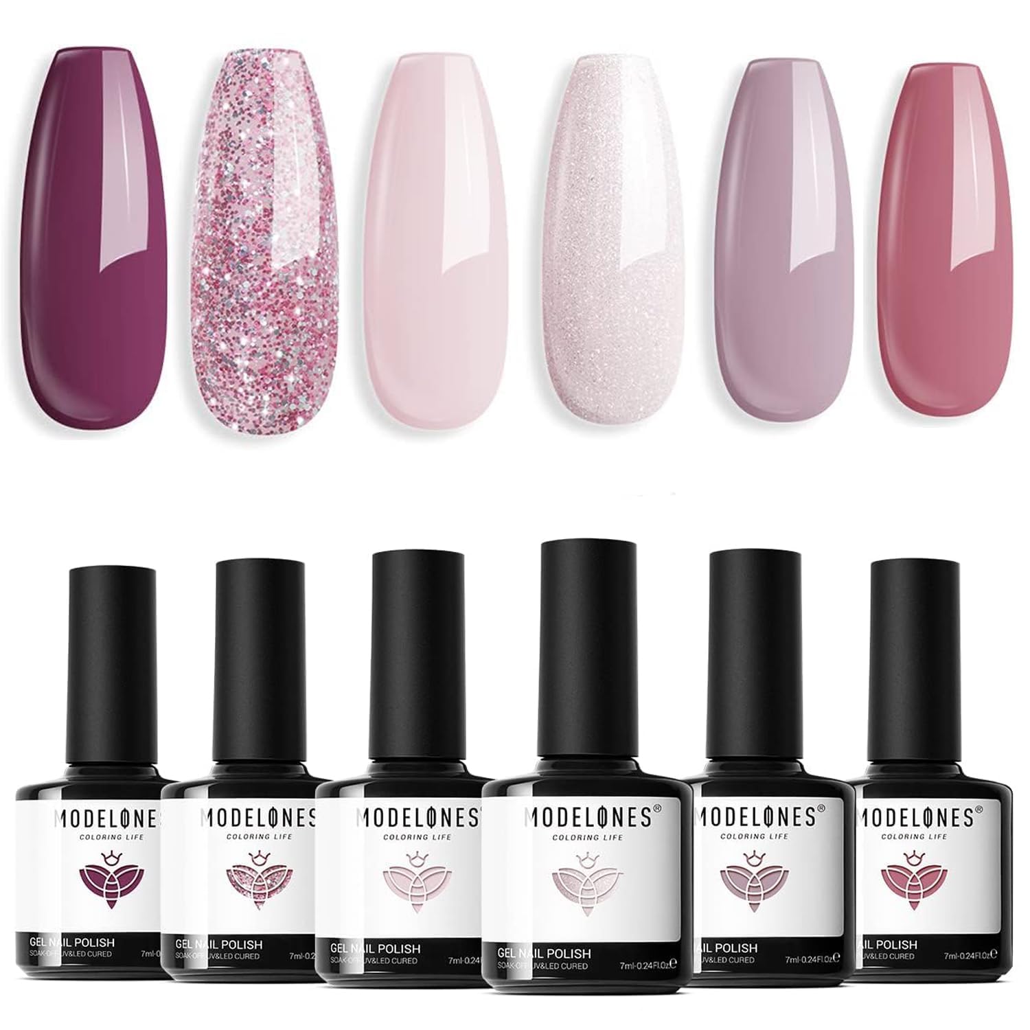 Vernis Semi Permanent Modelones, 6 Couleurs Gel UV Uv/LED Soak Off Nail Polish Salon De Manucure DIY Home