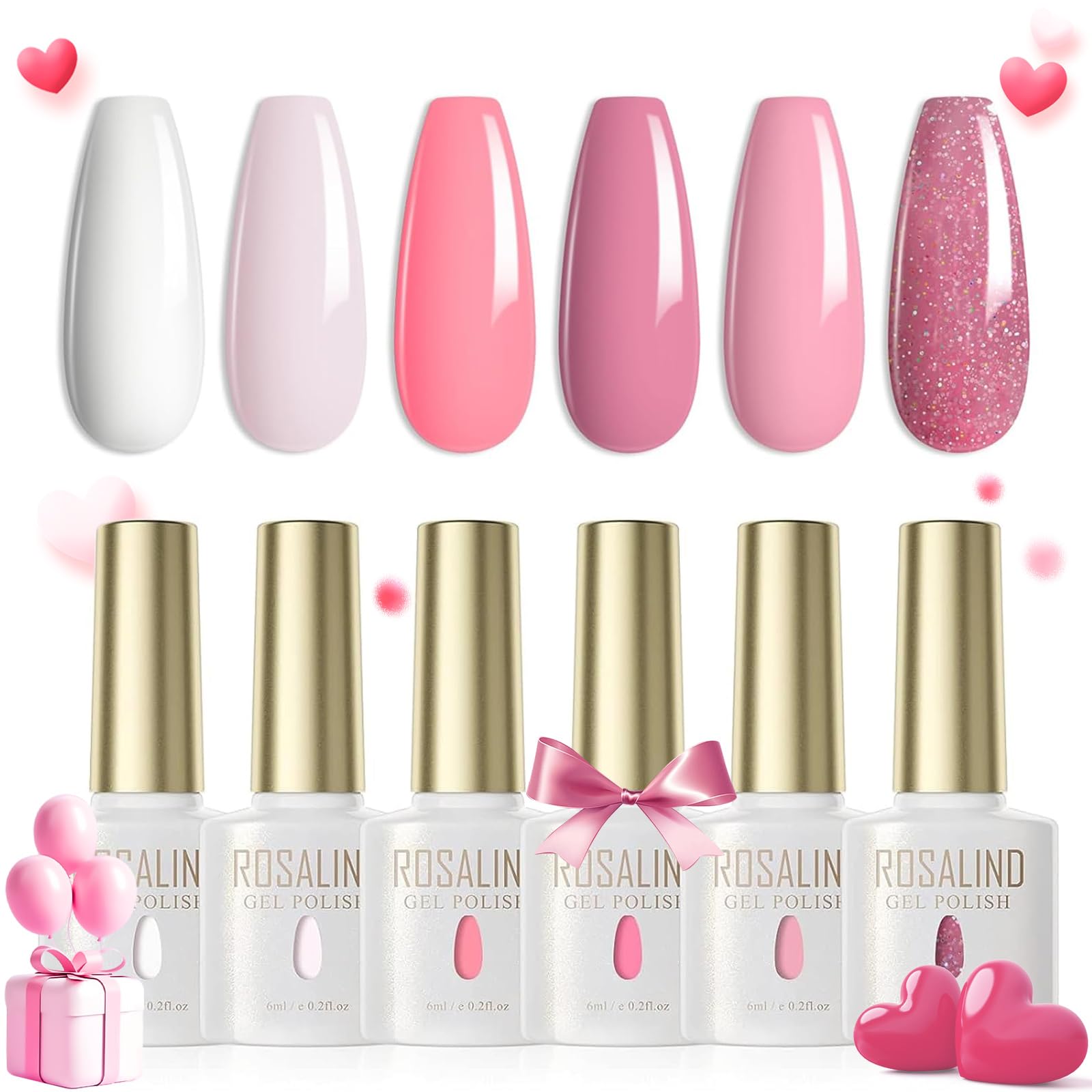 ROSALIND Vernis à Ongles Gels Semi-permanents Blanc Rose Clair Néon Soafer Gel Nail Polish Kit
