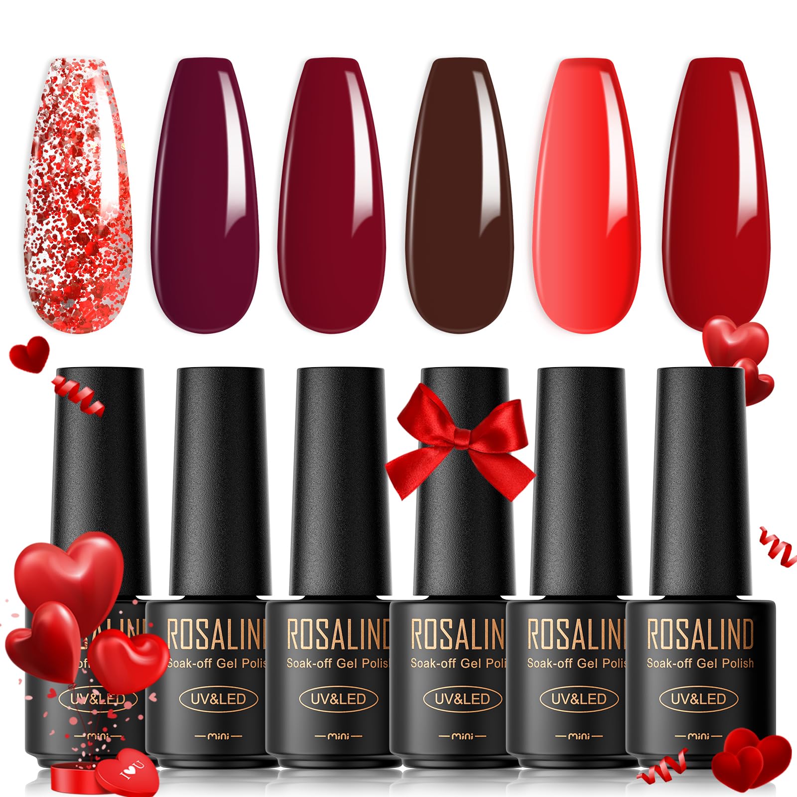 ROSALIND Vernis à Ongles Gels Semi-permanents Mini Rouge Bourgogne Soin Manucure UV LED