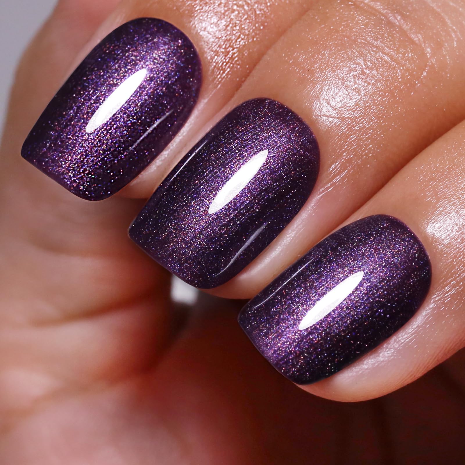 Ozzeal Vernis Semi-Permanent Pailleté Violet Foncé, Gel UV/LED Soak Off Durabilité Exceptionnelle, Automne-Hiver Sparkli